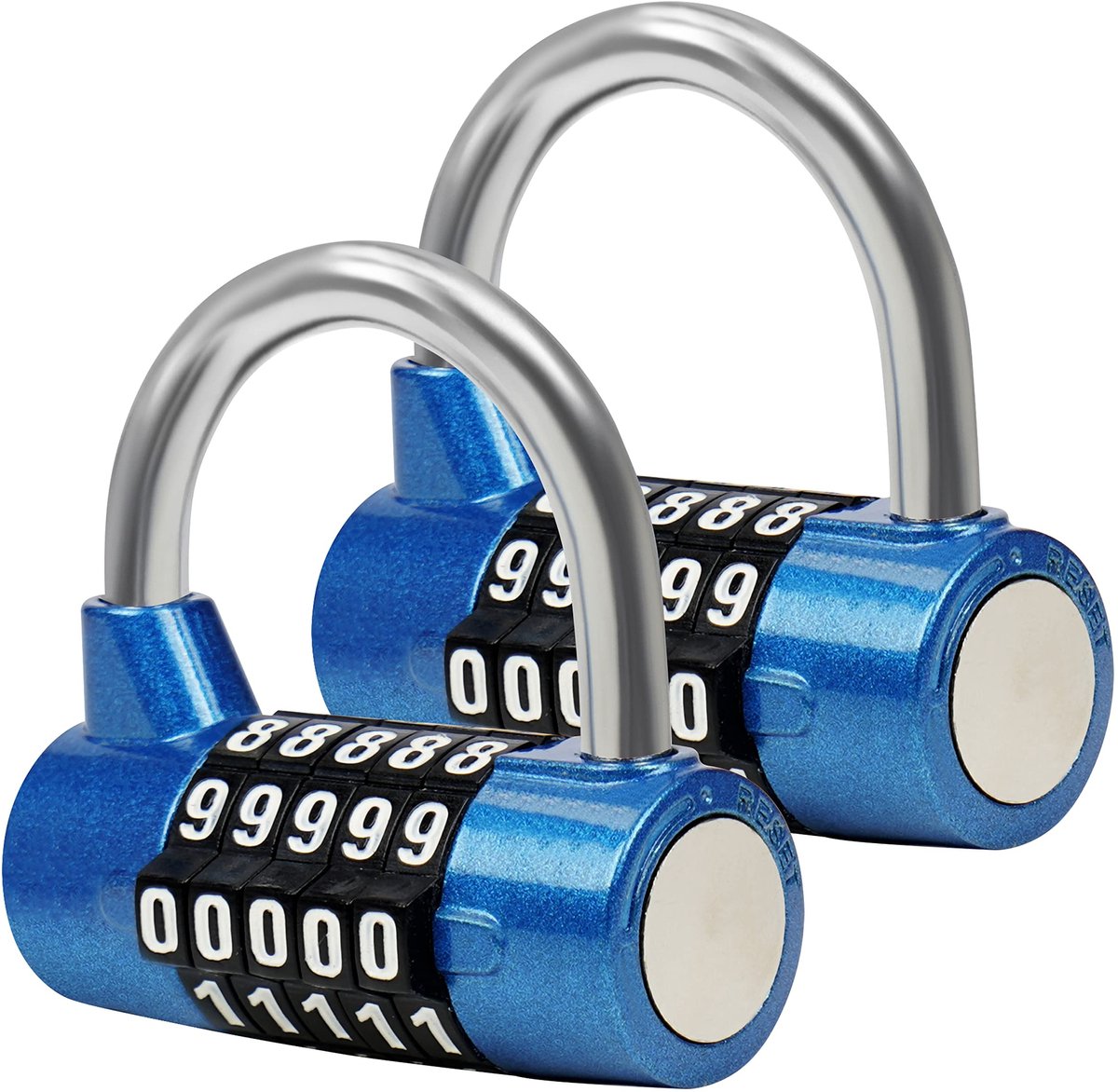 ONF3 - Blauwe Combinatie Hangsloten - 5-Cijferig - Zware Kwaliteit - 2-Pack - Waterdicht - Geschikt voor Gym, Werk, School en Schuur