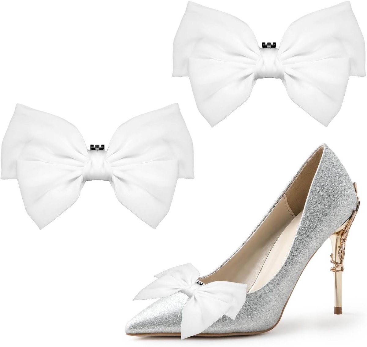 Elegante Satijnen Schoenclips met Strik - 2 Stuks Decoratieve Schoenaccessoires voor Dames en Meisjes - Perfect voor Bruiloften en Feestjes