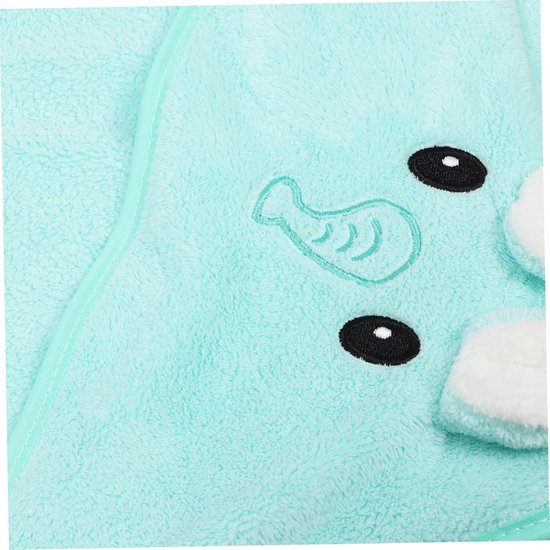 Kinder Poncho - Badjas Handdoek - Na het zwemmen - Zacht Koraalvlies - 90 x 90 cm - Cyaan van Kinder — afbeelding 2