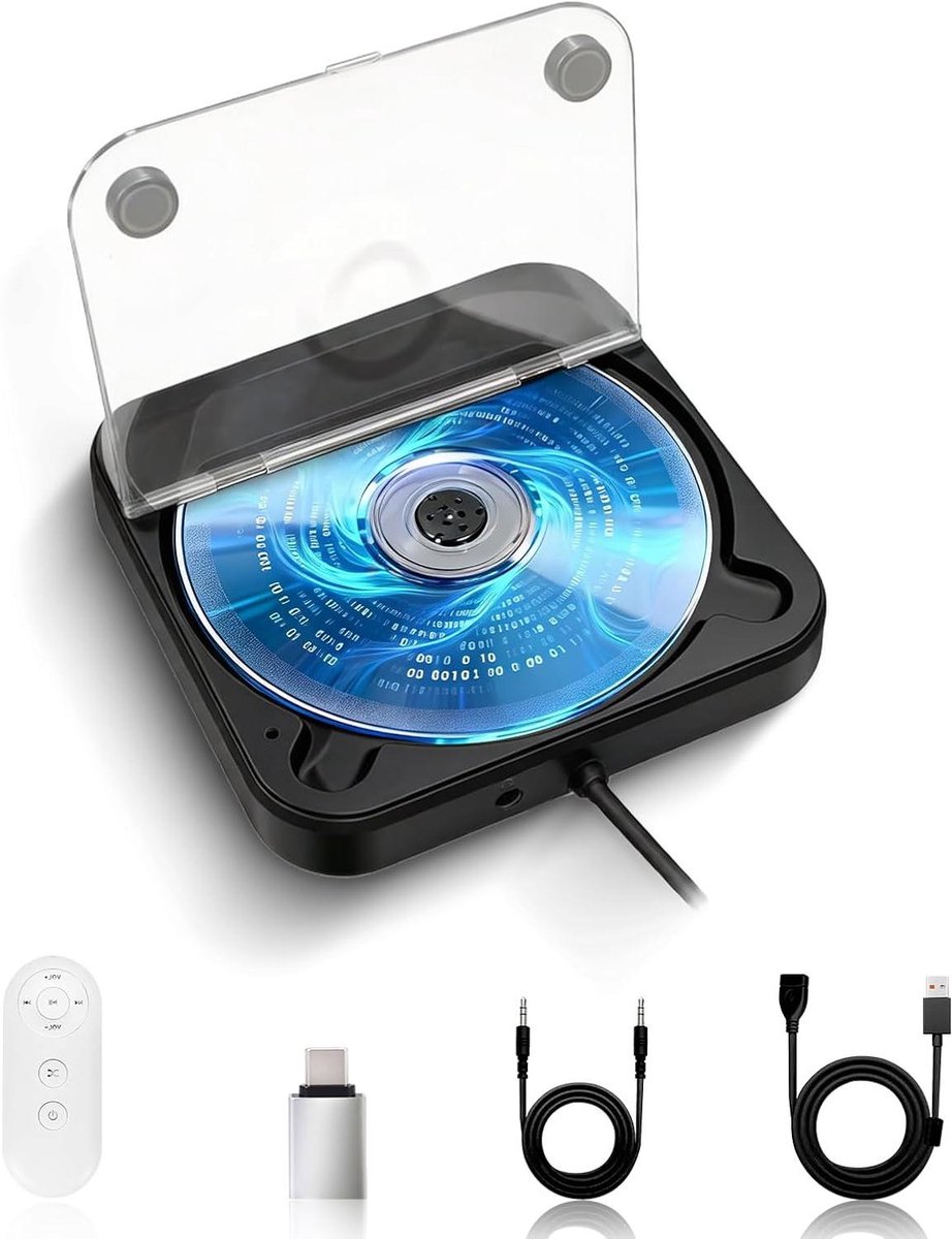 Auto CD-speler - Draagbare Discman - Muziek Luisteren - Schokbestendig Ontwerp - 13.5 cm - Zwart