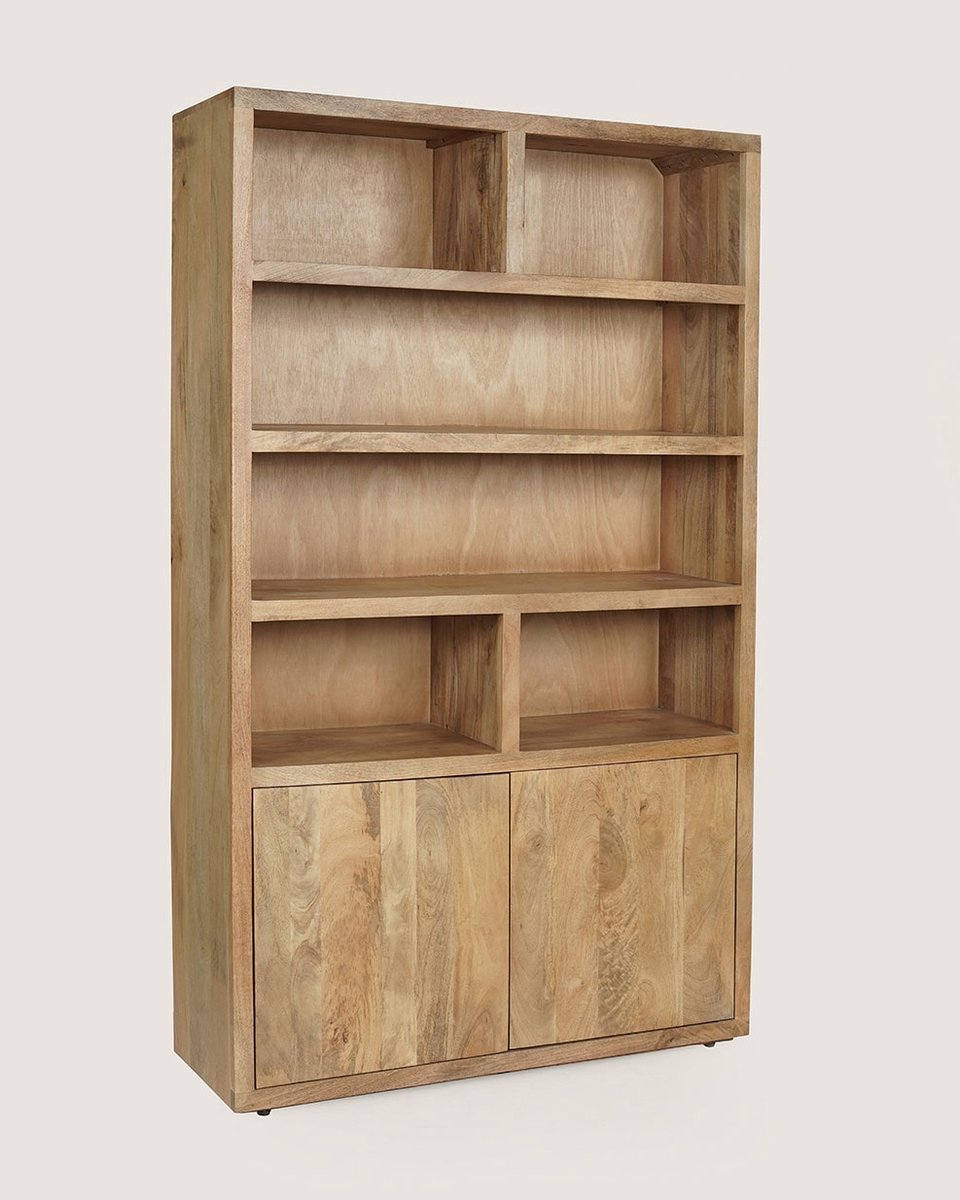 Vakkenkast 120 cm Mangohout – 6 Vakken – Landelijk