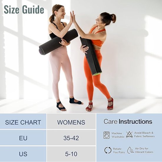 Yogasokken voor dames, antislip, open teen, pilates-sokken, ademend, antislip sokken voor thuis, training, sport, ballet, dans, trampoline, ziekenhuis, maat 35-42, 2 paar — afbeelding 3
