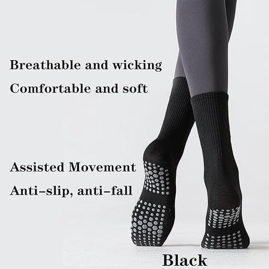 4 paar antislip yogasokken voor dames, halfhoge trainingssokken in één maat, sportsokken voor pilates, ballet en andere sporten van Merkloos — afbeelding 3