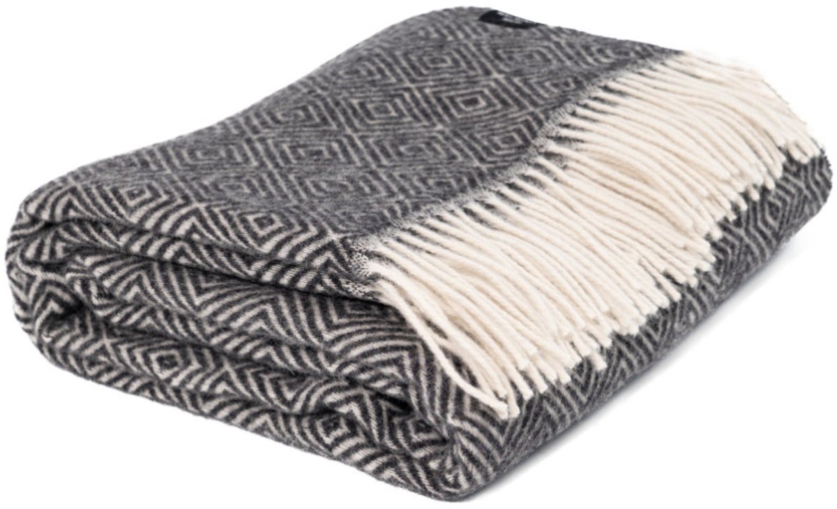 WOOOL® Plaid - Diamond (Antraciet) - 140x200cm - 100% Wol