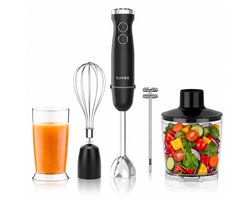 Cavos Staafmixer 6-in-1 set - 1500W - 20 Snelheden + Turbofunctie - Vaatwasserbestendig - Incl. Hakmolen, garde, melkopschuimer & Maatbeker - RVS