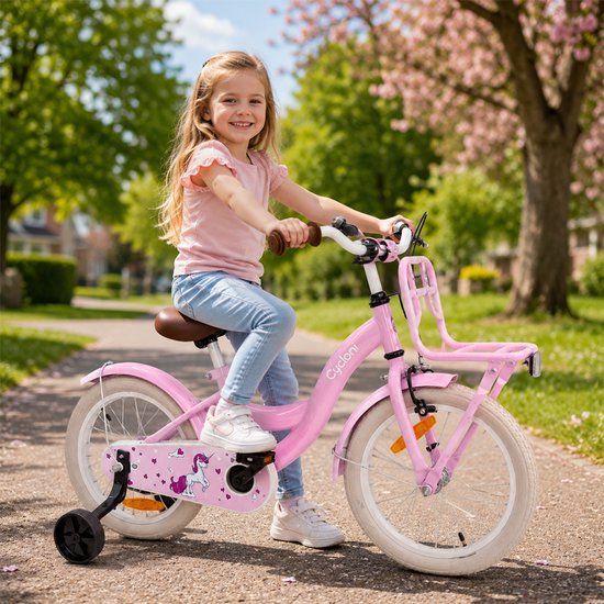 Cycloni Kinderfiets 14 inch Meisjesfiets - Roze - Inclusief Zijwieltjes - Voor 3, 4 & 5 jaar van Cycloni — afbeelding 5