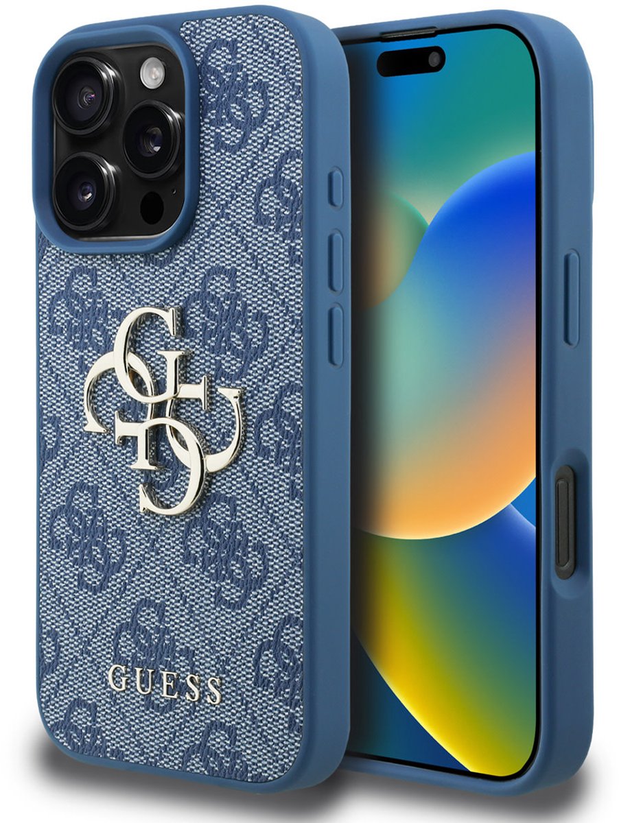Guess telefoonhoesje voor iPhone 16 Pro - MagSafe geschikt - Blauw