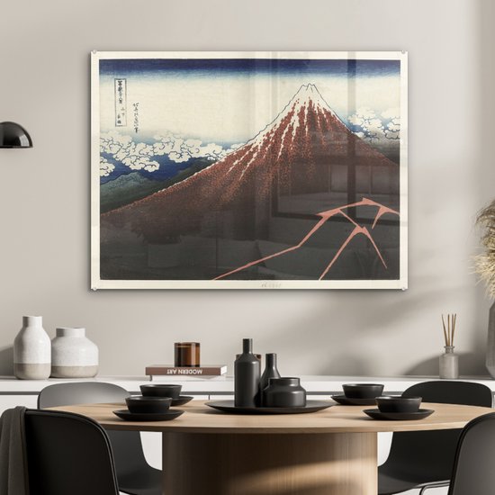 Orage au pied du mont Fuji - Peinture de Katsushika Hokusai Plexiglass 80x60 cm - Tirage photo sur Glas (décoration murale en plexiglas)