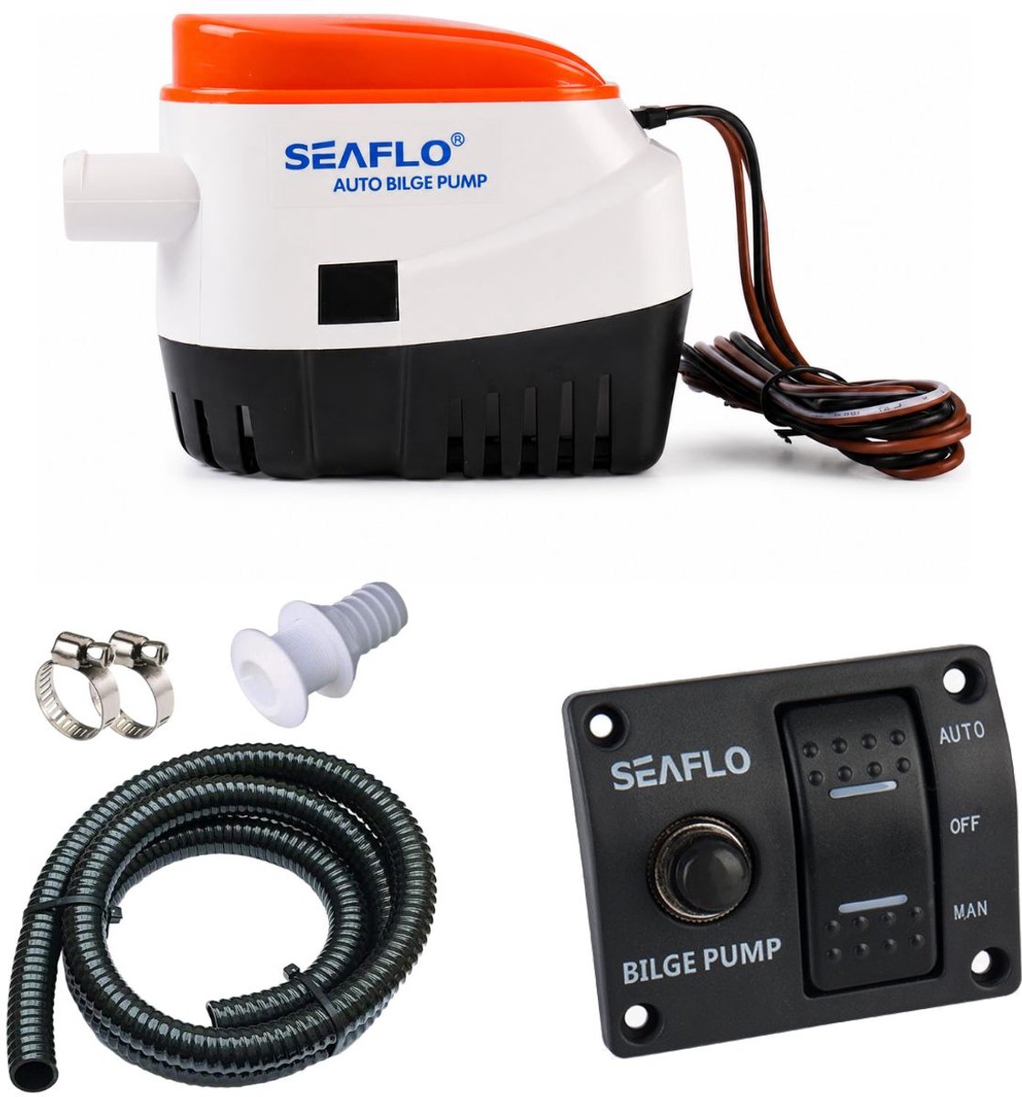 Seaflo Automatische Bilgepomp 12V 600GPH Set Compleet
