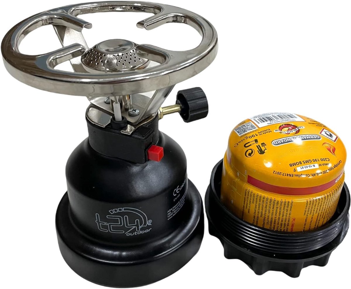 KAD® Camping Gasstel - Gasstel - Kooktoestel Camping - Draagbaar Tafelmodel - Zwart - 12cm x 12cm x 19cm