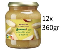 G'woon gwoon - Appelmoes extra kwaliteit - Multipak 12x 360 gram