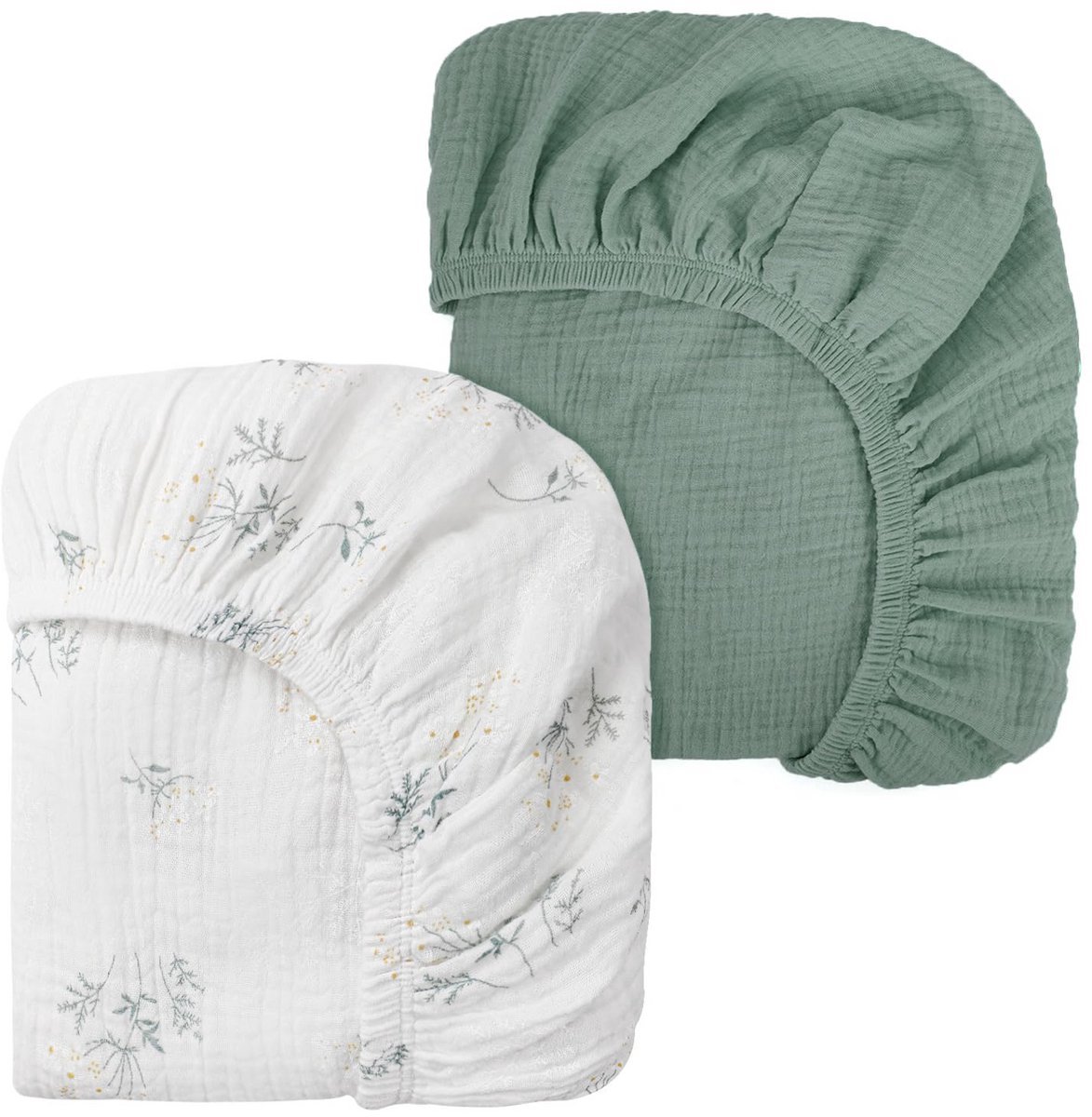 Kraftverdia Mousseline Katoenen Hoeslaken 80 x 40 cm, Kinderwagen Hoeslaken Wieg Matrashoes voor Mosesmand, Babybed en Bijzetbed voor Jongens en Meisjes, Set van 2, Regenboog