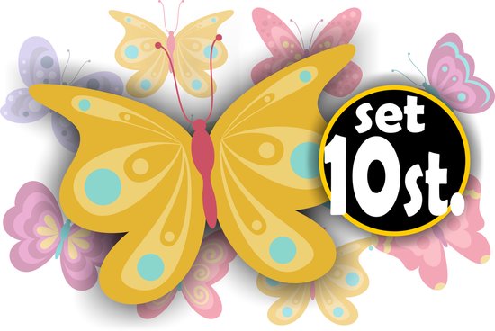 Ensemble de 10 autocollants muraux de décoration de papillons.