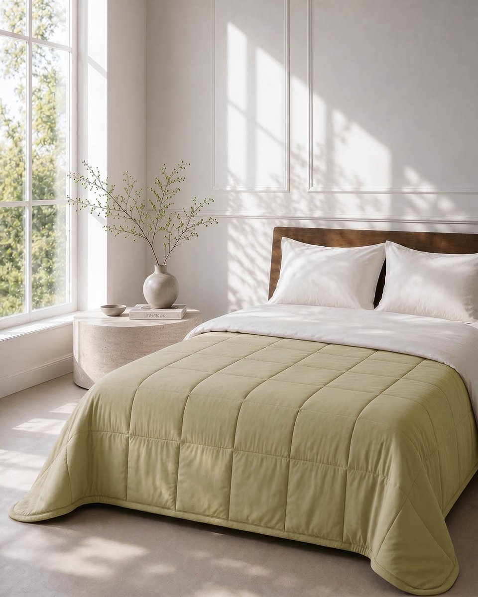 HOOMstyle Wasbaar dekbed zonder overtrek - Zomer 100 g/m² - 260x220cm - Olijfgroen