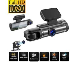 Dashcam voor auto - Inclusief WIFI & APP - Dubbele lens rijrecorder - Bewegingsdetectie en parkeermodus - G-sensor - Full HD - 170° groothoeklens - Loop-opname - Micro SD-kaart 32 GB