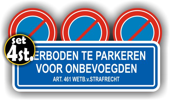 Texte interdit de stationnement avec 3 autocollants d'interdiction de stationnement