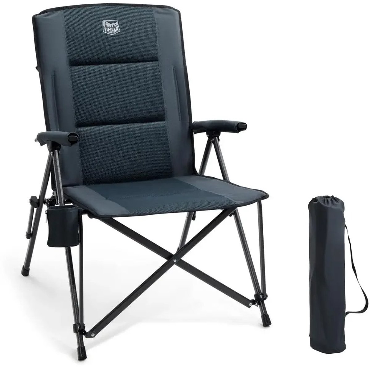 Geargalaxy Opvouwbare Campingstoel - Vouwstoel - Reisstoel - Kampeerstoel - Outdoor Stoel - Visstoel - Tot 150kg - Zwart
