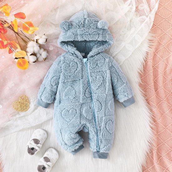 Baby Winterpak - Fleece Jumpsuit - Warm Blijven - Dubbele Rits - Newborn Maat - Beige — afbeelding 3