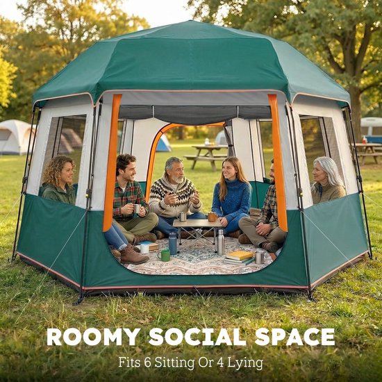 Outsunny Tunneltent-Oxford-stof, glasvezel-350L x 350B x 205H cm-Groen van Outsunny — afbeelding 4