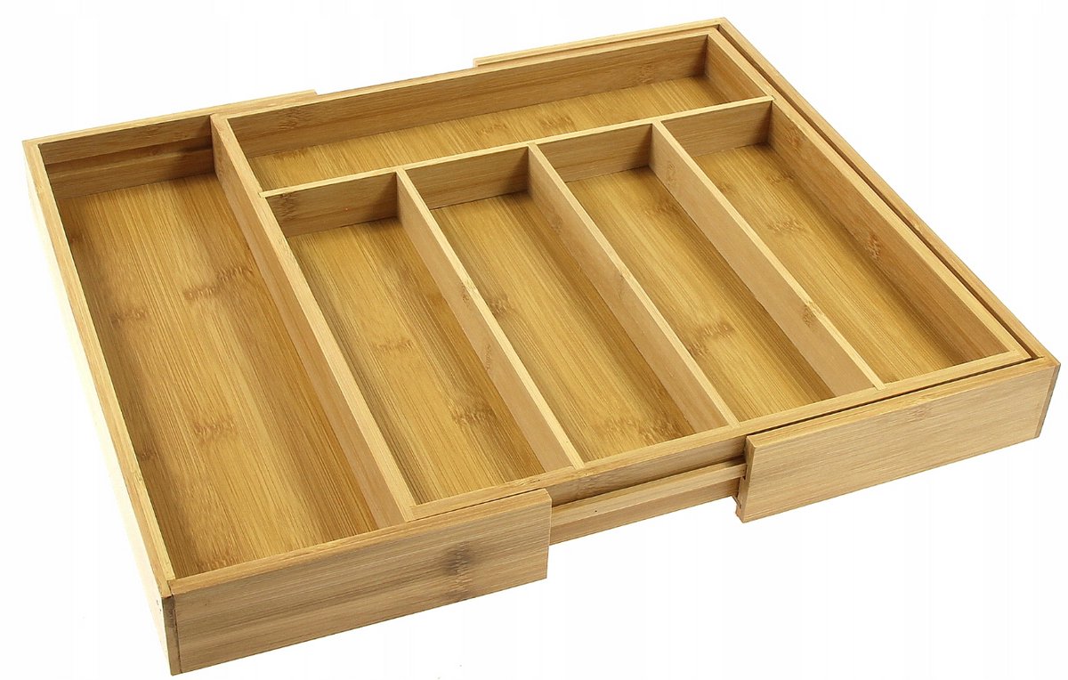 Krisberg Uitschuifbare Bestekbak Bamboe 55 cm – Verstelbare Lade Organizer met 5 tot 7 Vakken