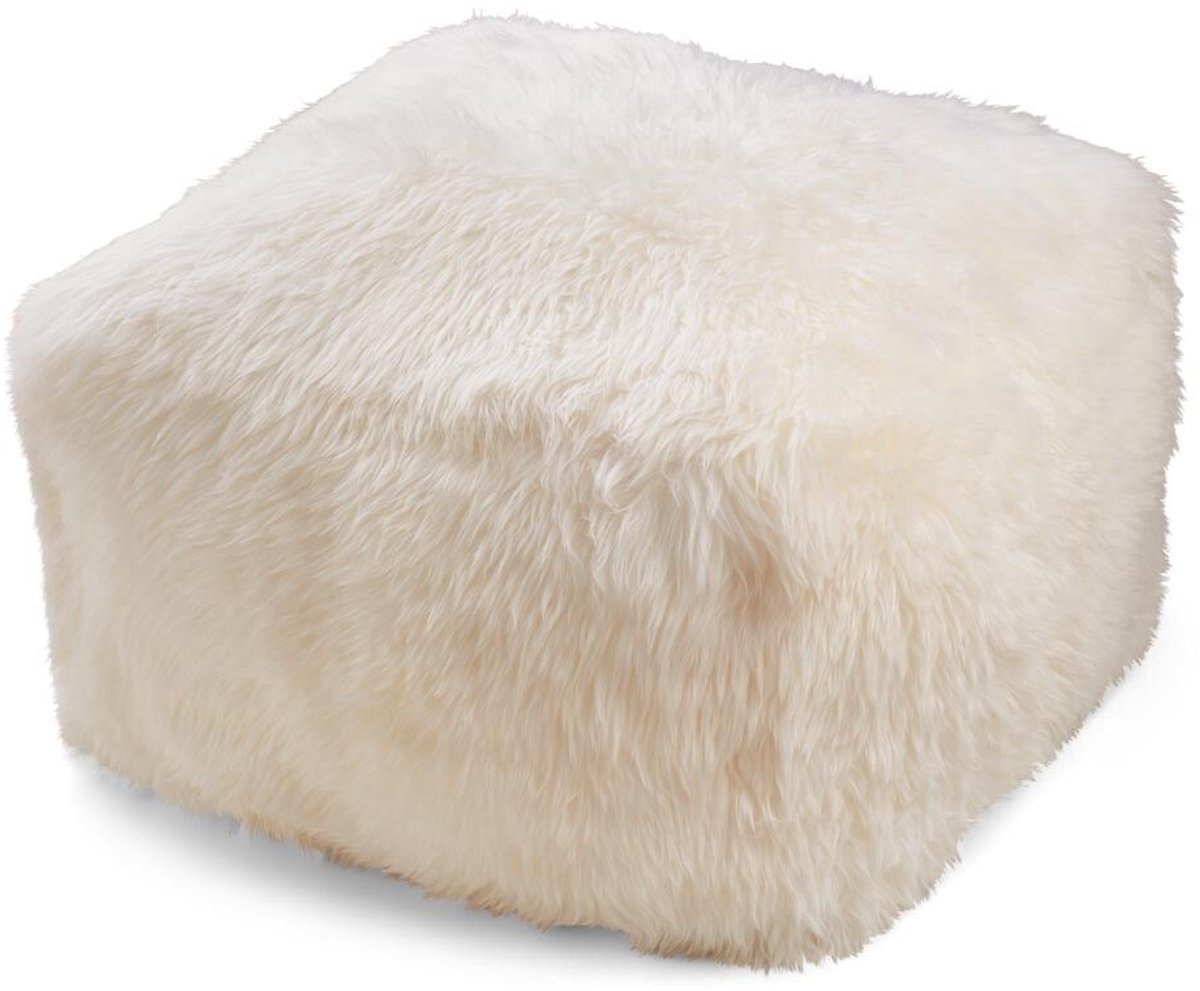 Sheepskin House - Langharige Schapenvacht Poef - 50x50x32 cm