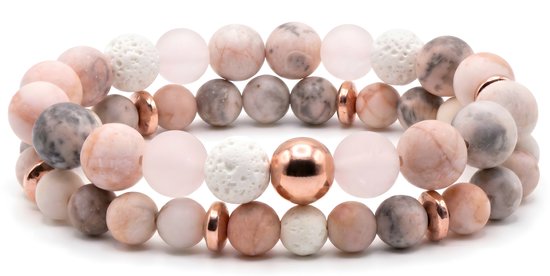 Bracelet Perles Rose Mixte de pierres naturelles dames 18,5 cm avec coffret cadeau - Bracelets en cristal par Sophie Siero