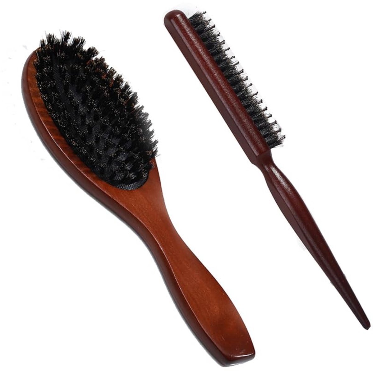 Professionele Boar Bristle Kamenset voor Krullend Haar - 2 Stuks