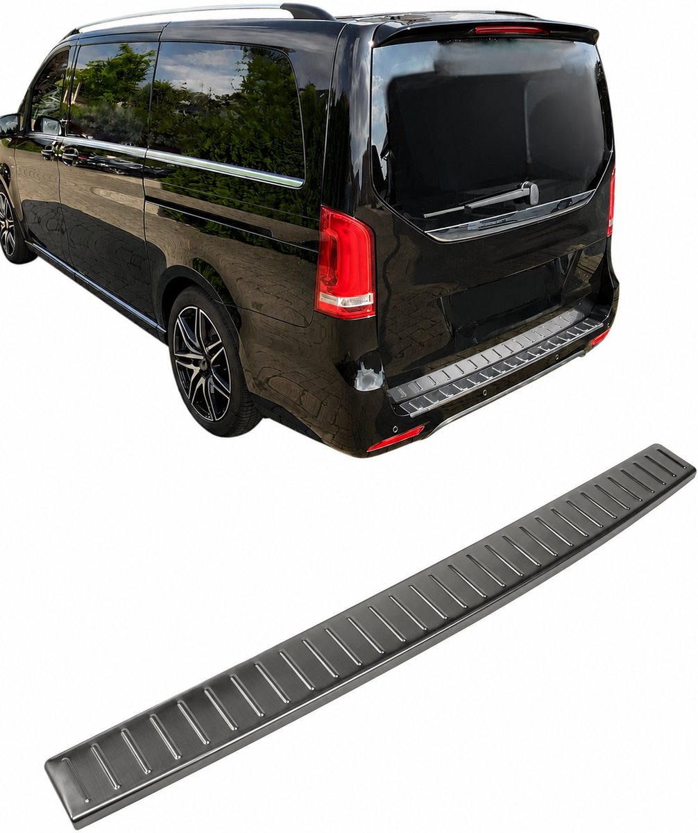 BinaParts Bumperbeschermer Geborsteld Donker RVS Geschikt voor Mercedes Vito W447 & V-Klasse 2014-2025