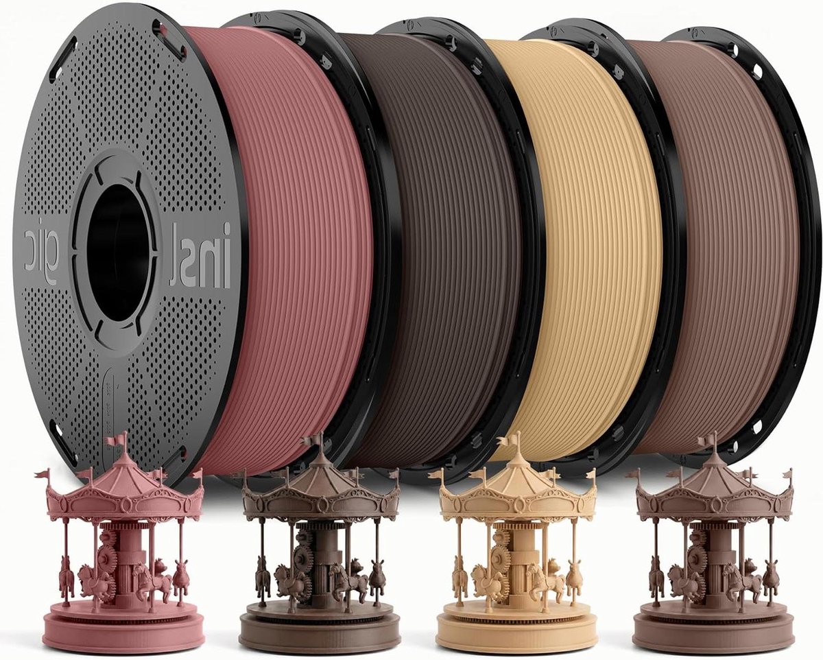 PLA Filament - 3D Printer Materiaal - Creatief Ontwerpen - Echte Houttextuur - 4 kg Pakket - Multikleurig