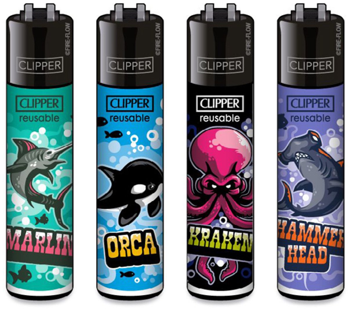 Clipper - Large aansteker - OCEAN LIFE - (4 stuks)