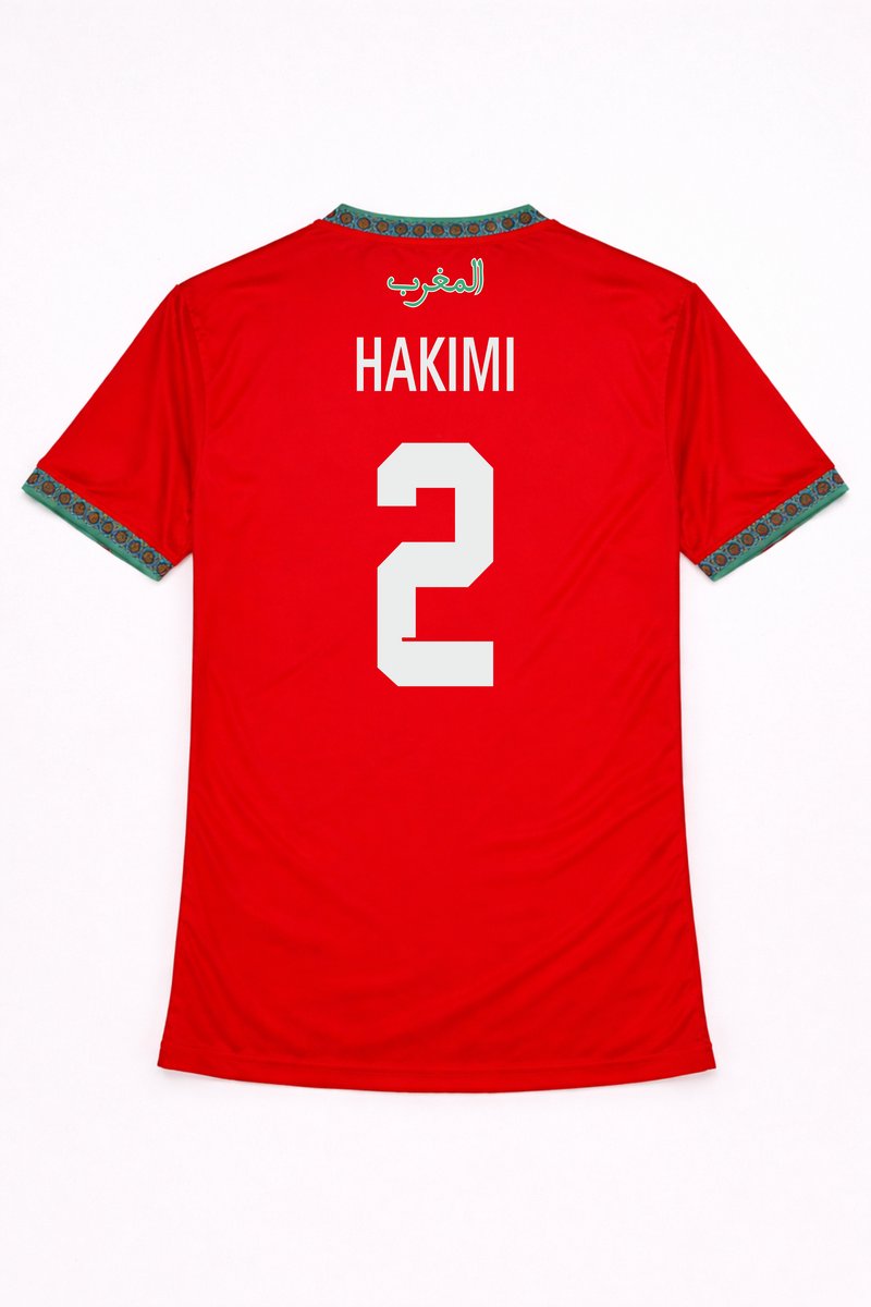Voetbalshirt Hakimi Marokko | Marokkaans Elftal shirt | WK Voetbal / Africa Cup T-shirt | Morocco sportshirt | Maroc supporter kinderen | maat 140