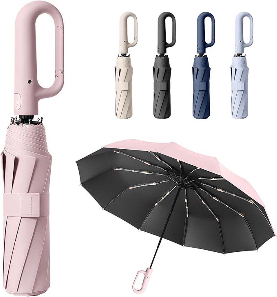 VHV - Paraplu - Paraplu opvouwbaar - Automatisch opvouwbare paraplu – Wind- en stormbestendig - Compacte – Lichtgewicht en stevig – Gemakkelijk te openen en te sluiten – Reisparaplu voor mannen en vrouwen - Roze