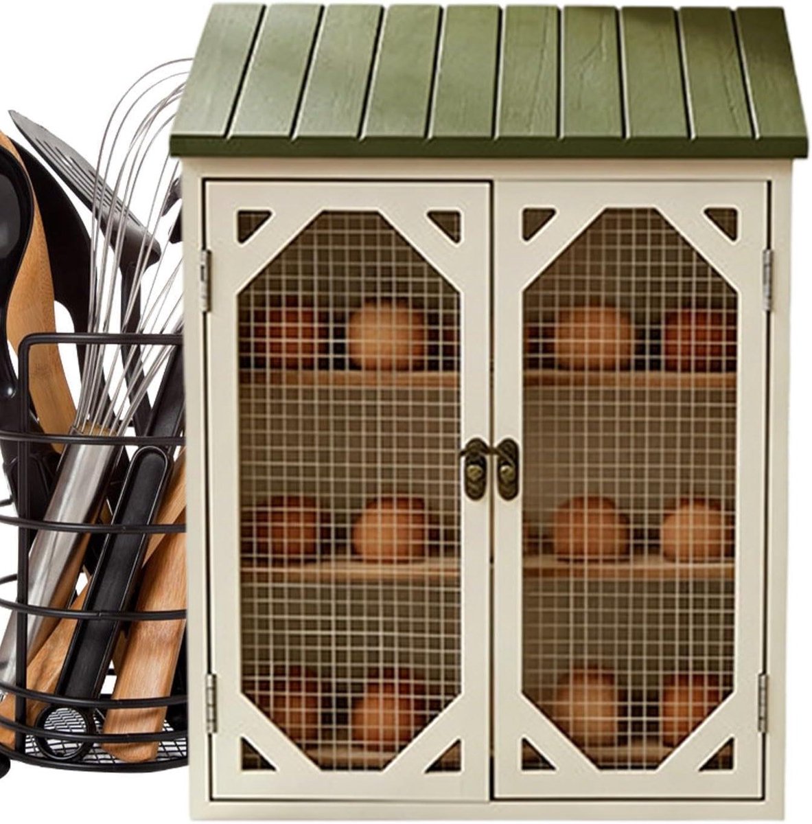 Houten Ei Kast Boerderij Stijl Keuken Opslag Ruime Ventilatie 35cm Natuurlijk Hout