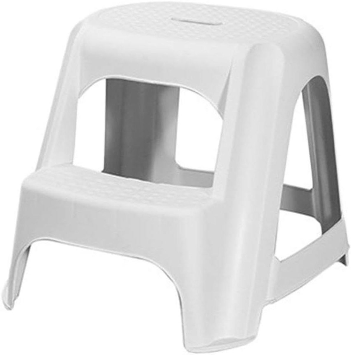 Stap Kruk - Voetenbank Kruk - Veilig Reiken - Antislip Groef - 41 Cm Hoog - Wit