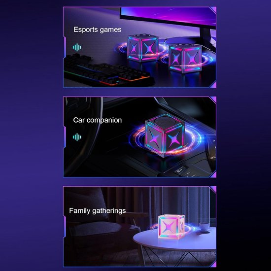 Oneay Mini Bluetooth-speaker 5W - Draagbare speaker met helder HiFi-geluid, RGB-verlichting en compact design - Ideaal voor reizen, wandelen, fietsen en als cadeau - Zwart — afbeelding 3