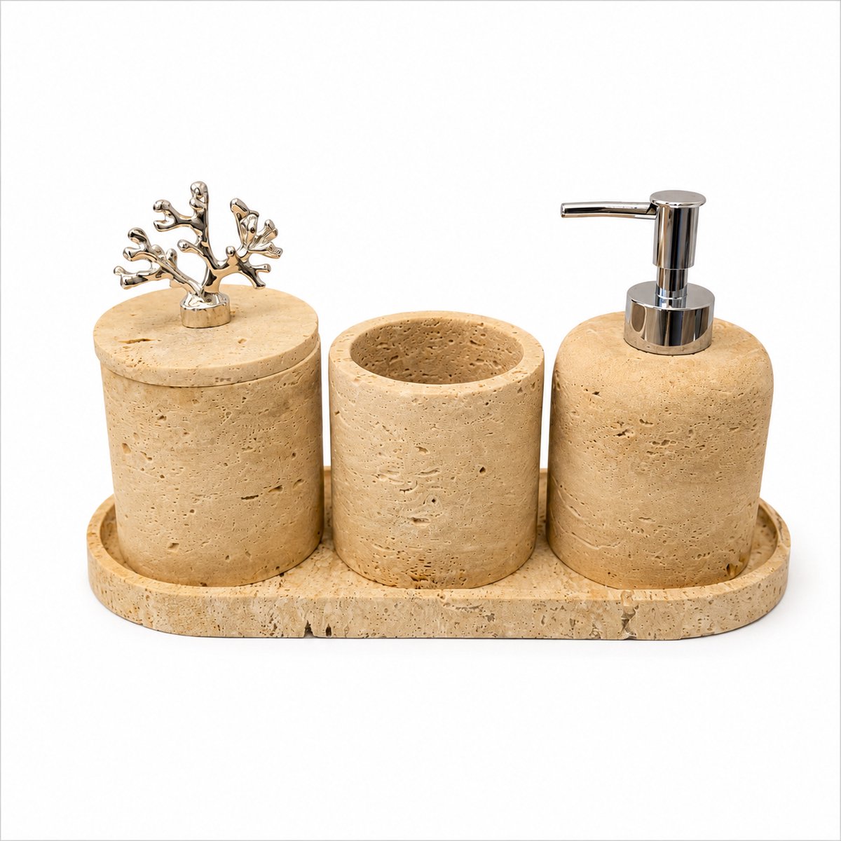 Marmoree - Travertin - 4 delig - Badkamerset - Beige