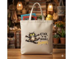 Tote Bag Attack of the invisible Zoomies - cute - kawaii - Gift - Cadeau - schattig - schattigdesign - liefdesign - pastelkunst - Funny