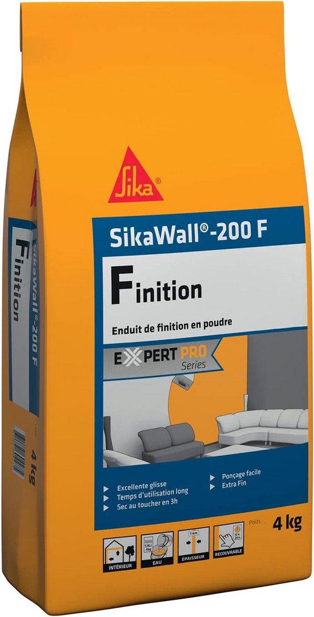 SIKA - SikaWall-200 F white - For interior walls and ceilings - Extra fine result - 1 bag for 4m² - 4 kg