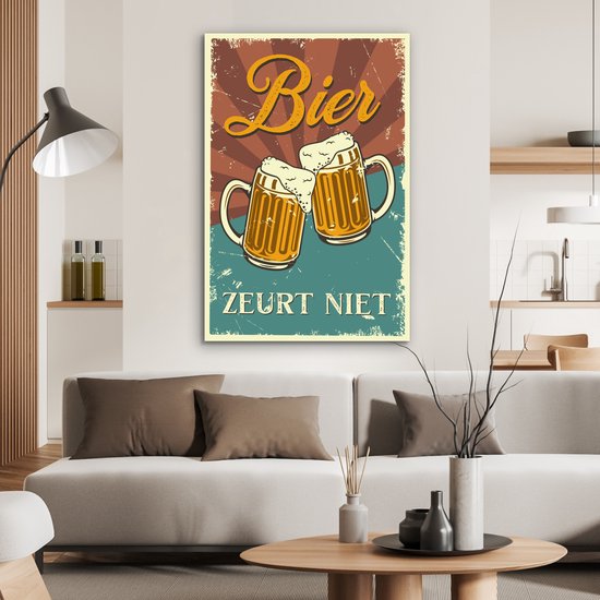 Décoration murale Métal - Peinture Aluminium Industrielle - Mancave - Bières - La Bières ne bourrine pas - Pub - Café - 60x90 cm - Dibond - Photo sur aluminium - Décoration murale industrielle - Pour le salon / chambre