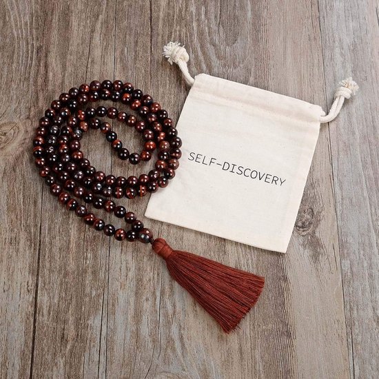 Yoga Necklace Jewelry Beads Long Tassel Necklace Jasper with 108 Mala Beads for Women or Men van Anita — afbeelding 2