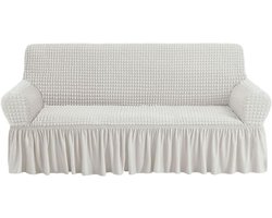 NICEEC Sofa Cover Ivory Sofa Cover 1 Piece Simple Fit Sofa Cover Universal High Stretch Durable Furniture Protector with Skirt Country Style (3 Seater Ivory)