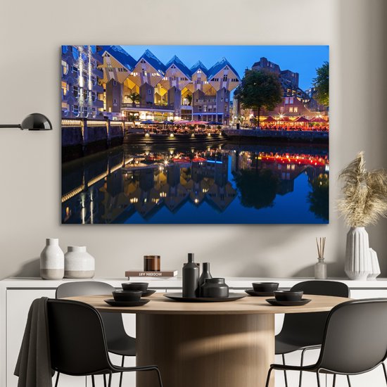 Le vieux port de Rotterdam aux Nederland Aluminium 90x60 cm - Tirage photo sur aluminium (décoration murale en métal)