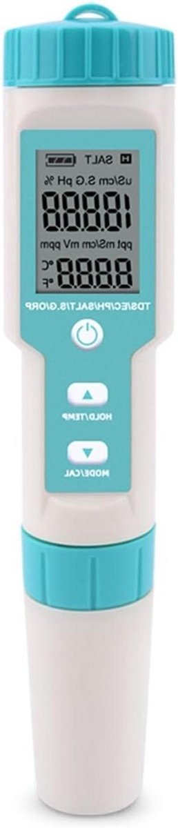 Waterkwaliteit tester - 7-in-1 meter - Water testen - PH TDS EC ORP meting - IP67 waterdicht - Zwart