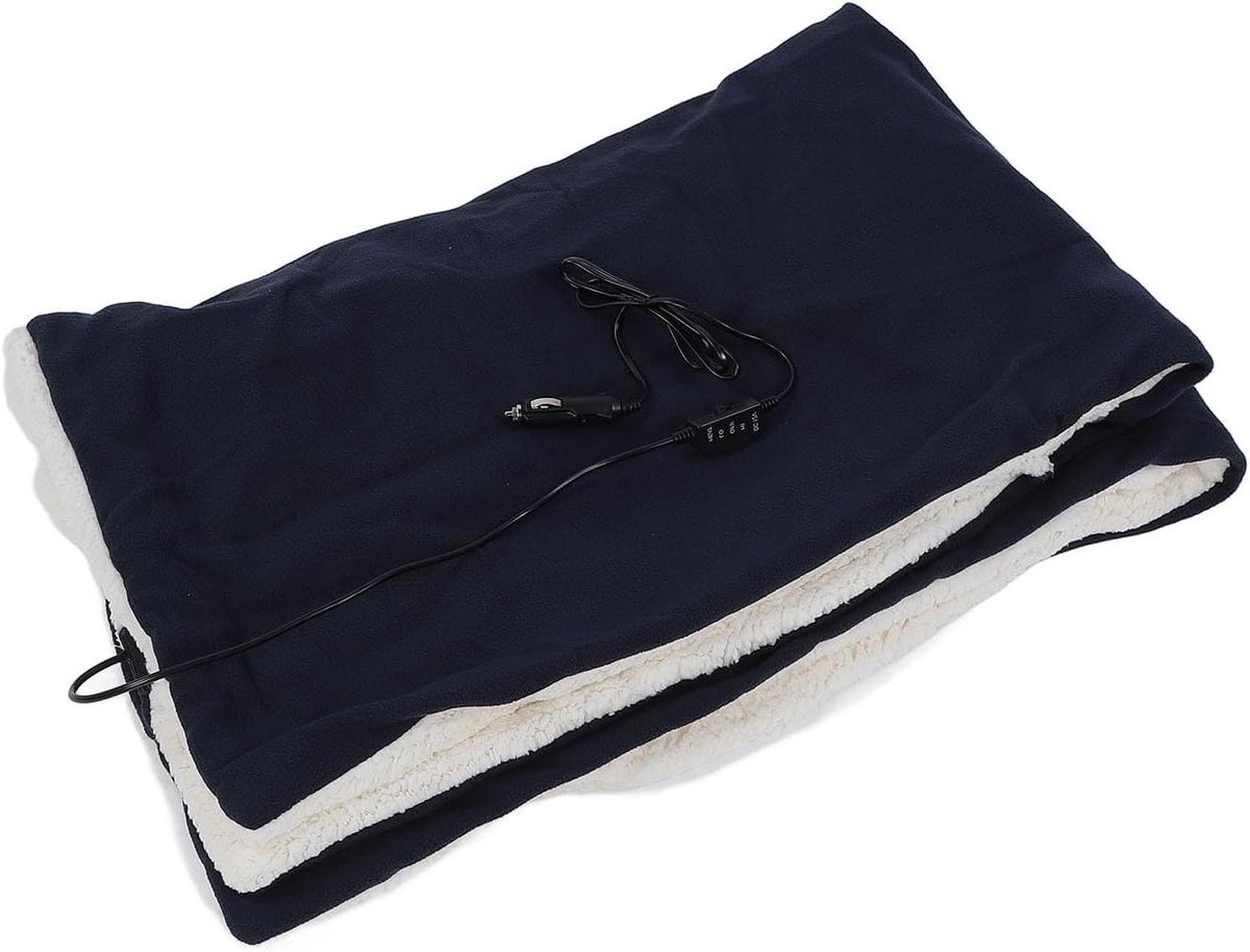 Elektrische Deken - Verwarmde Plaid - Warmte Thuis - Zacht Katoen - 12V - Blauw