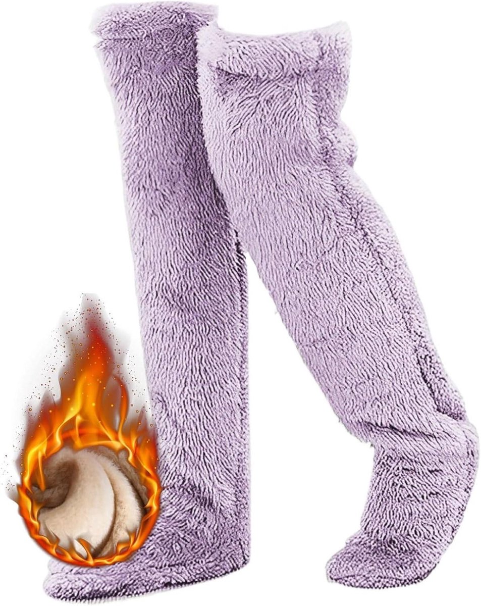 Pluche beenwarmers - Warme sokken - Winterse warmte - Open zool ontwerp - One size - Paars