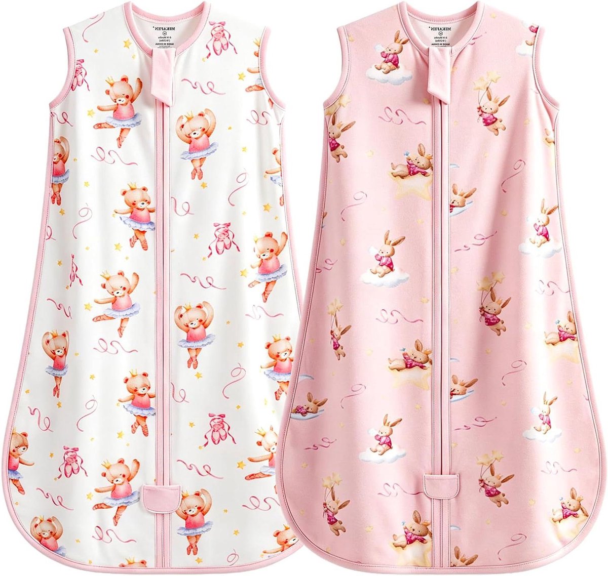 Baby slaapzak - Slaapzakken baby - Veilige slaap - Ademend katoen - 0-6 maanden - Roze konijn