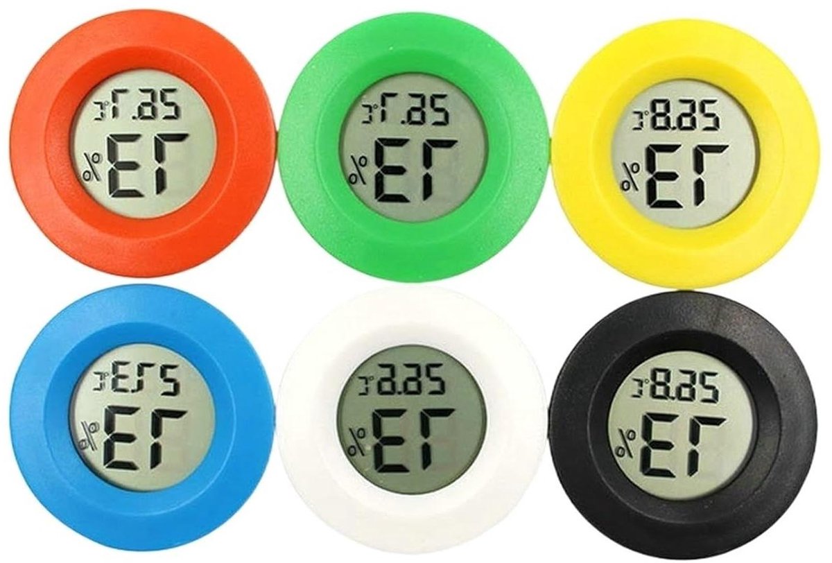Digitale Thermometer Hygrometer - Temperatuur Vochtigheid Meter - Klimaat Monitoren - Breed Meetbereik - 45 mm Diameter - Zwart