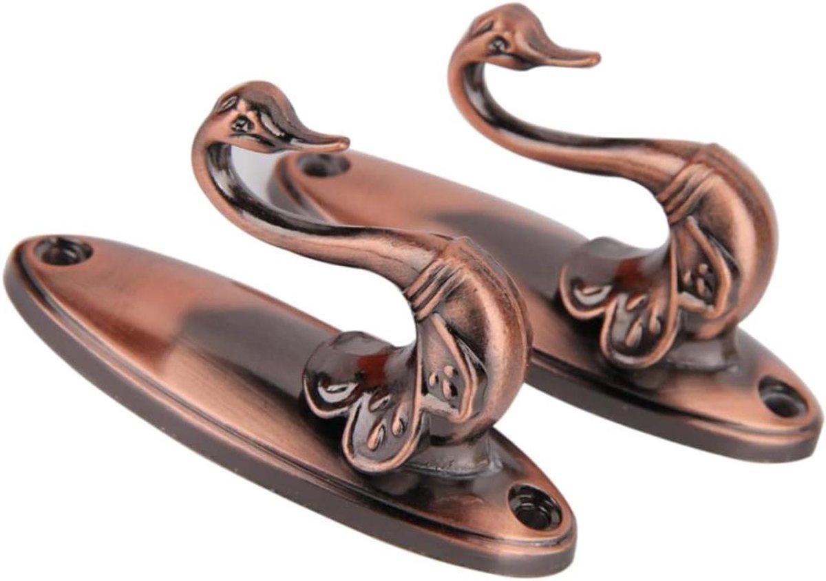 Gordijn Haken - Muurhaken - Gordijnen Ophangen - Zwaan Ontwerp - 10 cm - Antiek Koper