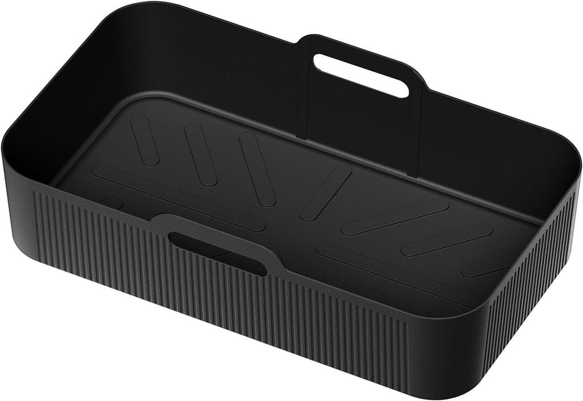 Airfryer Mand Mat - Siliconen Voering - Bakken en Braden - Anti-aanbak & Hittebestendig - 33x22 cm - Zwart