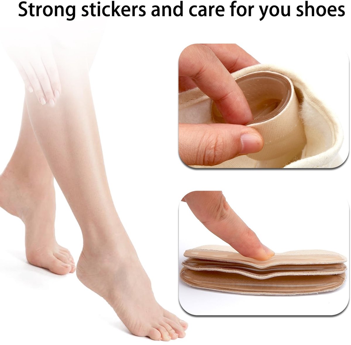 ONF3 - Hielkussens - Hielbeschermers voor dames - Voor extra comfort - Transparant - Geschikt voor te grote schoenen - 2 paar - Ideaal voor lang...